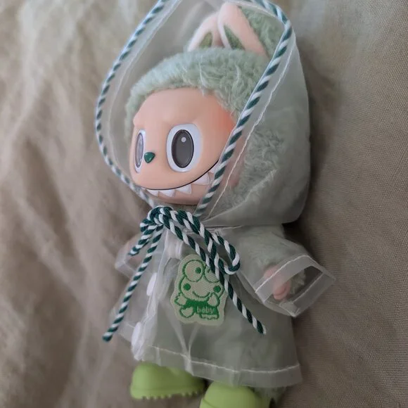 Mini Keroppi Raincoat & Rain Boots - Labubu Doll Clothes | Tiny Fashion - Picture 2 of 14